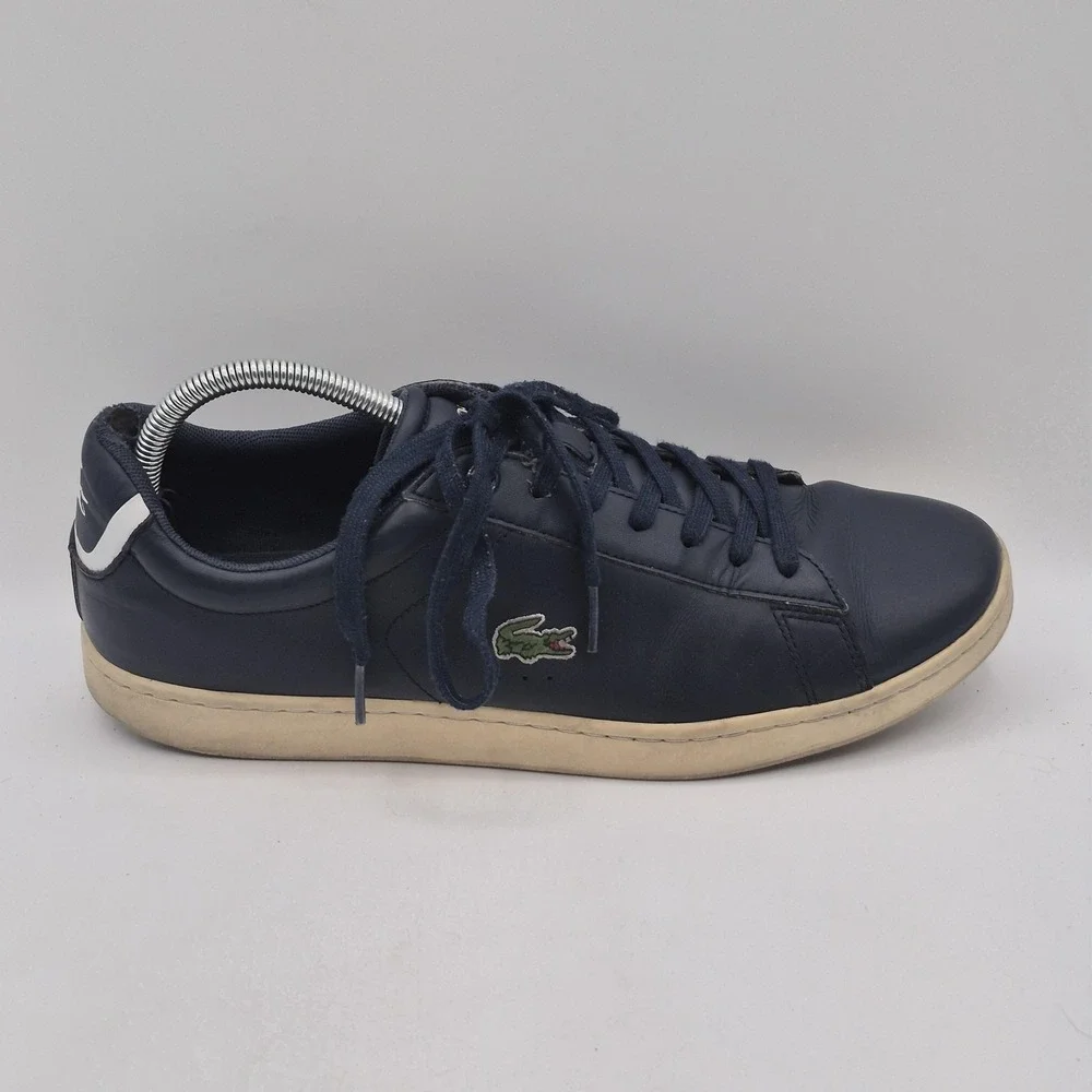 Lacoste Shoes Mens Size 10 Navy Carnaby Evo BL 1 Leather Sneakers‎ 733SPM1002003